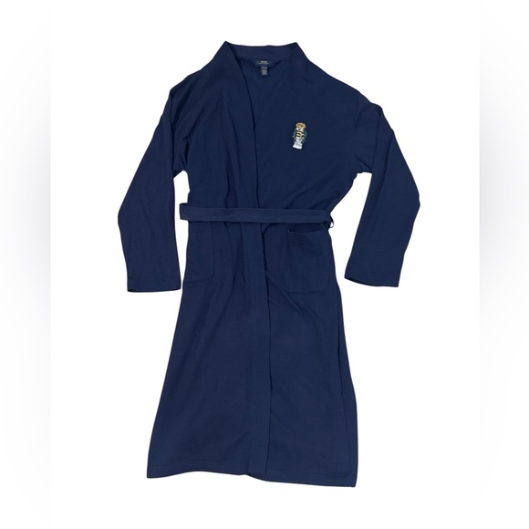 Polo Ralph Lauren Varsity Teddy Bear Robe Men’s Large/XL Navy Football - Picture 1 of 8
